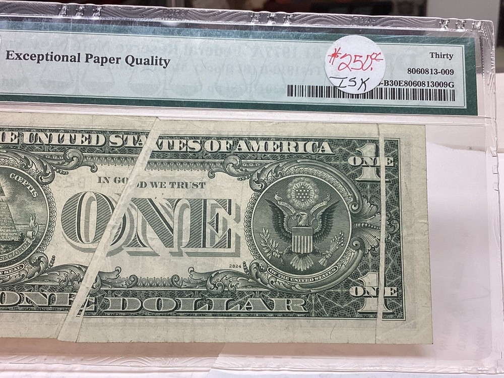 $1 1977A PMG 30 EPQ Gutterfolds Errors Fr#1910-B