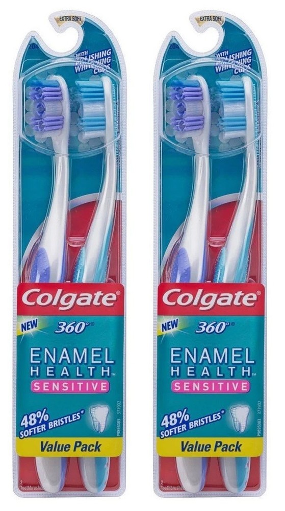 2 Pack- Colgate 360 EXTRA SOFT Manual Toothbrush for Sensitive Teeth & Gums