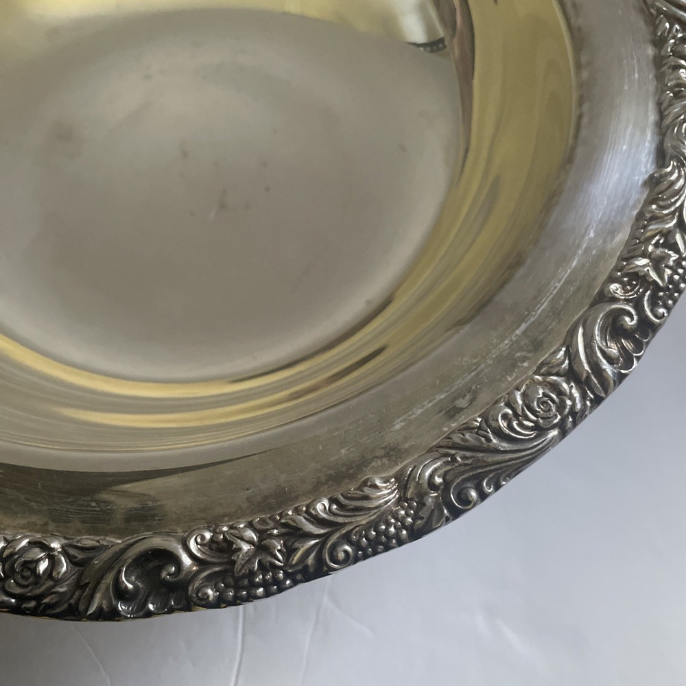 Vintage Webster Wilcox Silverplate Bowl Ornate Scroll Pattern 3 Footed 11”W