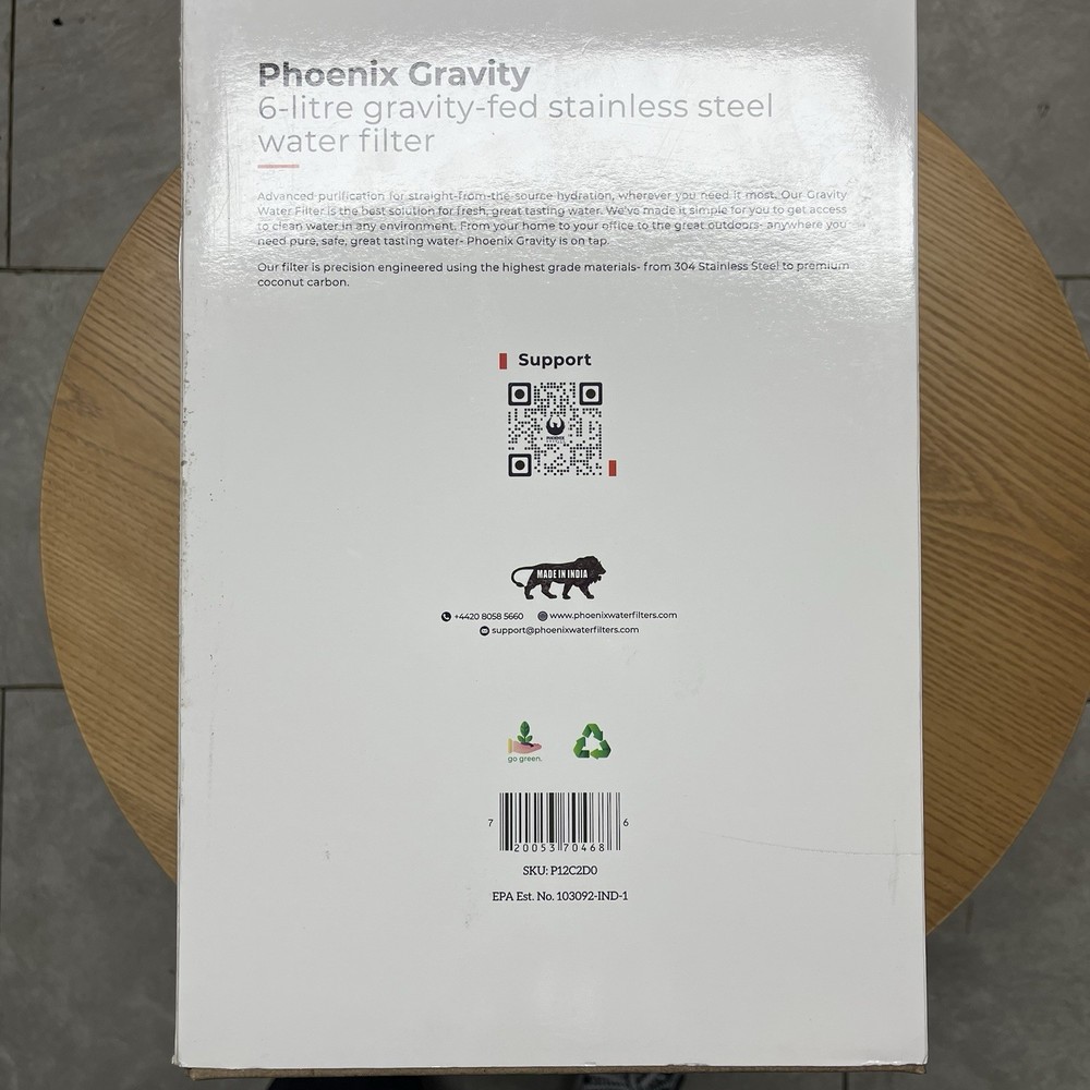 Phoenix Gravity Counter Stainless Steel Gravity Water Filter System 1.5 Gallon