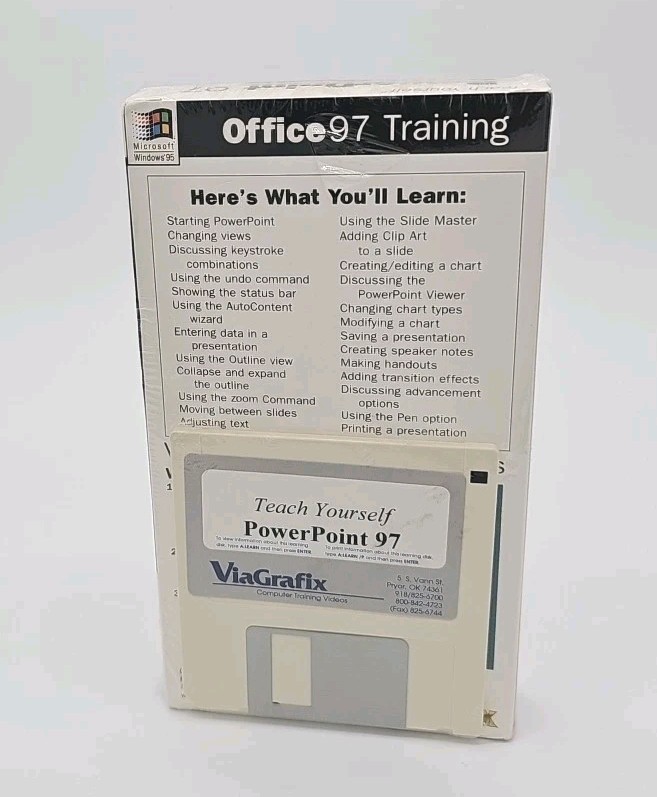 Viagrafix Training PowerPoint 97 & Windows 95 VHS Video Tutorial + Floppy NEW