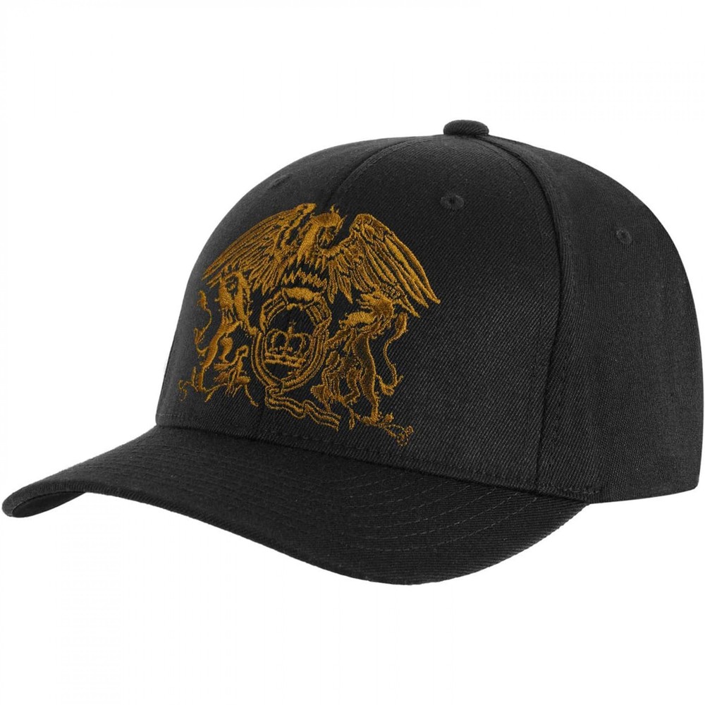 Queen Golden Crest Logo Adjustable Snapback Hat Black