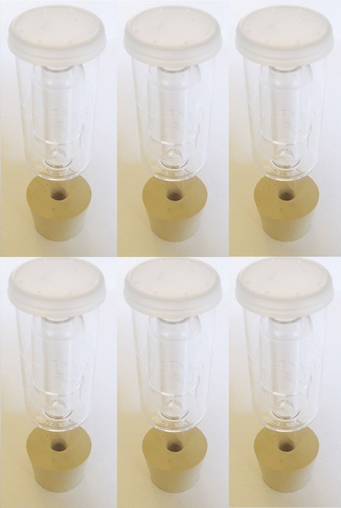 6 Pack - 3-Piece Cylinder Airlock and Carboy Bung Size # 6