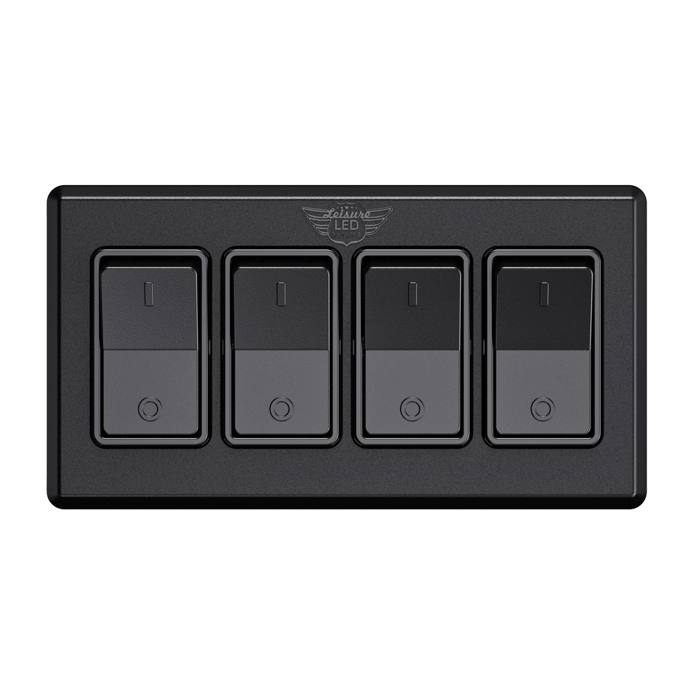 Single 4 Gang On-Off 12V Black Light Switch -RV Camper Trailer Marine Boat 12 V