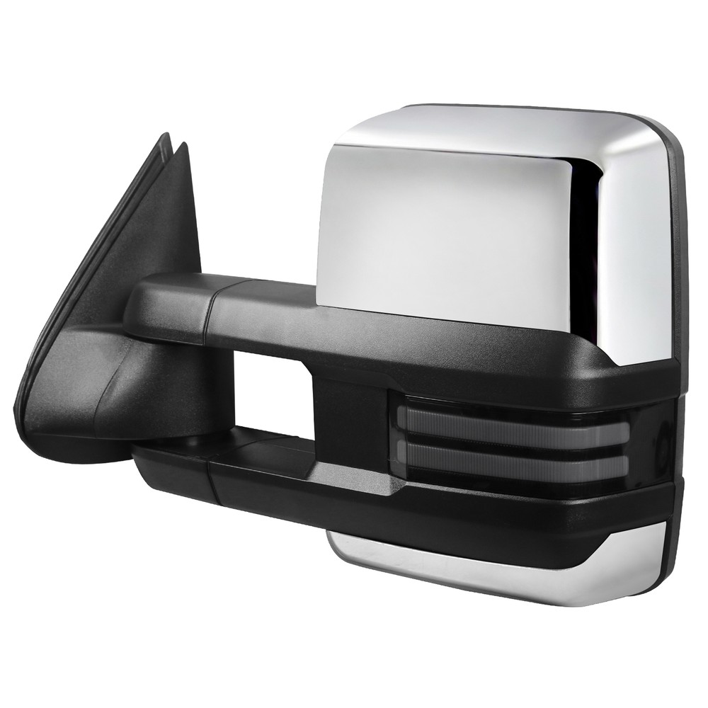 Pair Switchback Chrome Power Heated Tow Mirrors For 2007-2014 Sierra Silverado