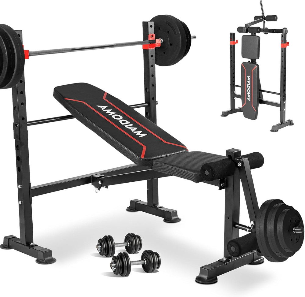 1500LB 8 in 1 Weight Bench with Lat Pulldown and Leg Extension/Curl, Foldable Be