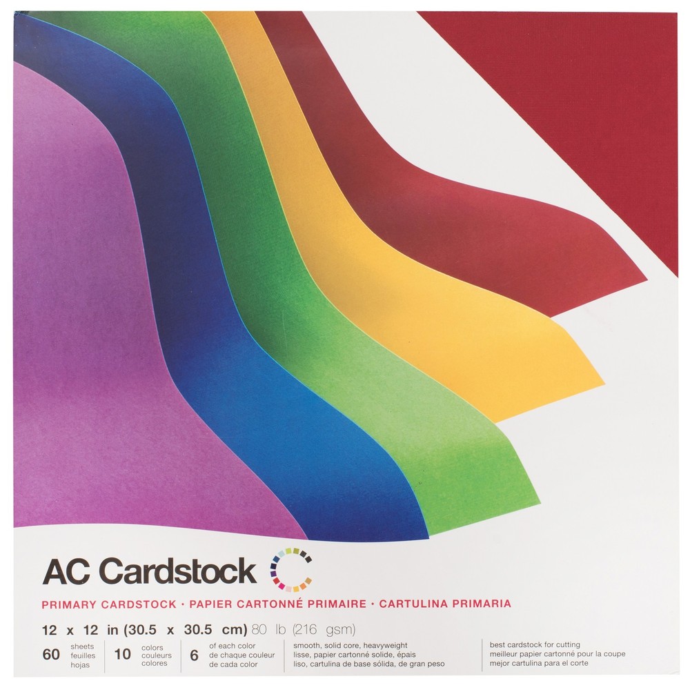 AC Smooth Cardstock 12"X12" 60/Pkg-Primaries