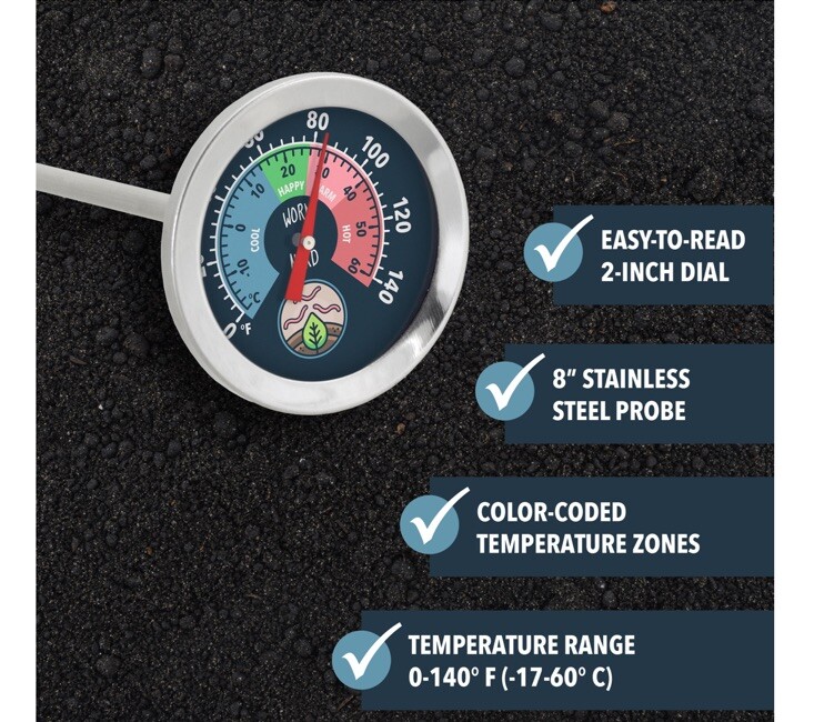 WORM NERD WORM BIN THERMOMETER~NEW