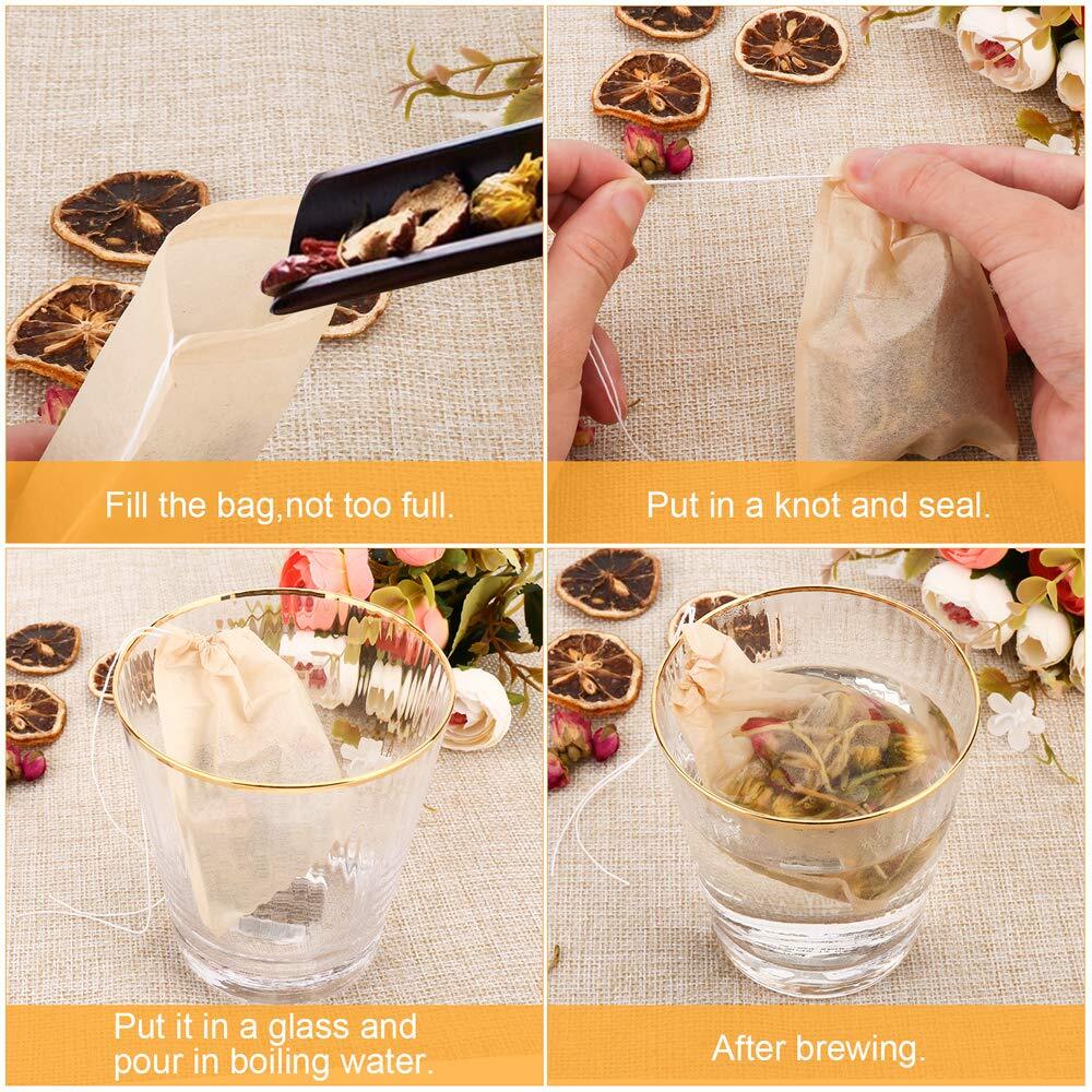 100pcs Tea Filter Bags Disposable Tea Bags For Loose Leaf Tea Drawstring Empty T