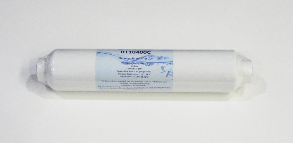 Rite Taste RT10400C 10" Universal Inline Refrigerator Water Filter 1/4" fittings