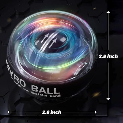 Gyroball Wrist Exerciser Ball, 5 Level Resistance/Light Control, Gyroscopic