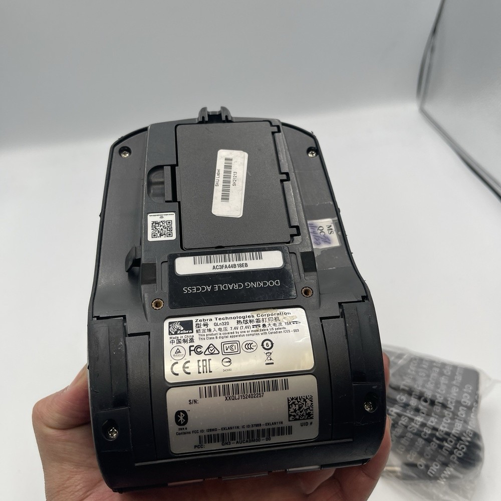Zebra QLN320 Barcode Printer, WiFi, Bluetooth, Charger, And Battery