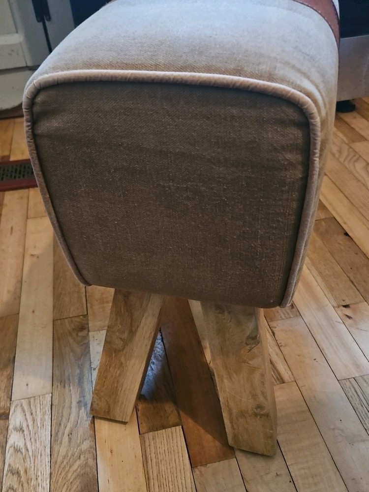 POMMELL FOOTSTOOL/ AWESOME CANVAS AND LEATHER.
