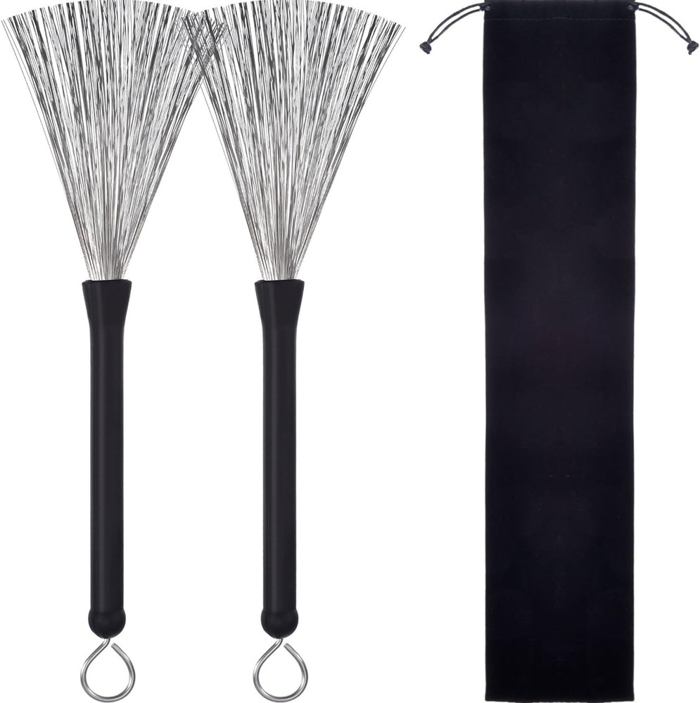 1 Pair Drum Brushes Retractable Wire Brushes Drums Drum Sticks Brush with Comfor