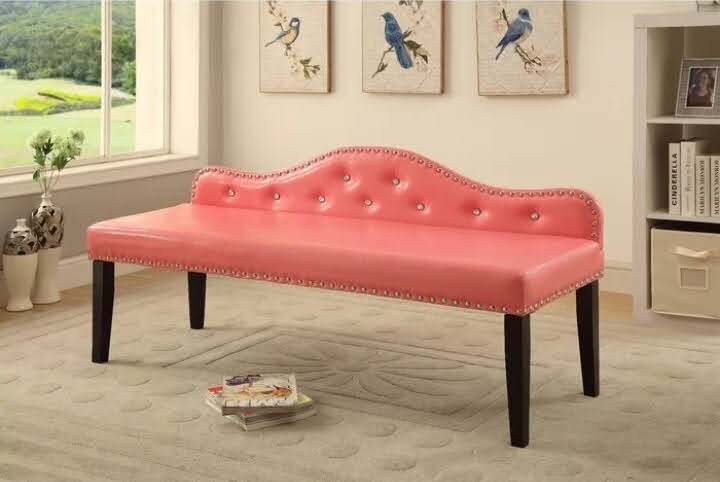 Faux Leather Pink Bench