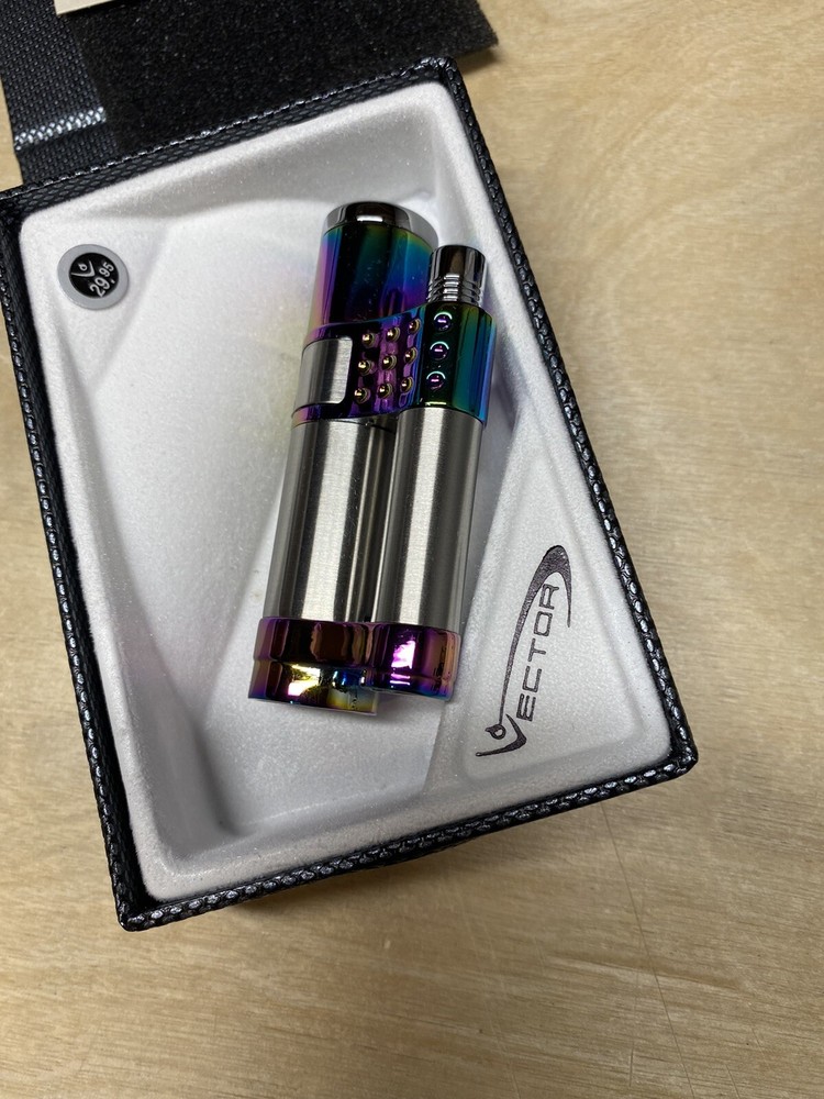 Vector Stratos Single Jet Torch Cigar Lighter - Chrome and Prizm - New