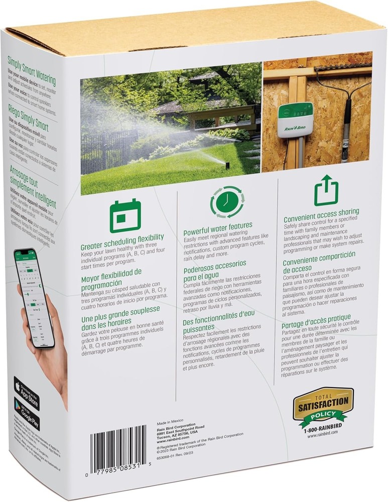 Rain Bird ARC6 App-Based Indoor Smart Irrigation WiFi Timer/Controller, 6-Zon