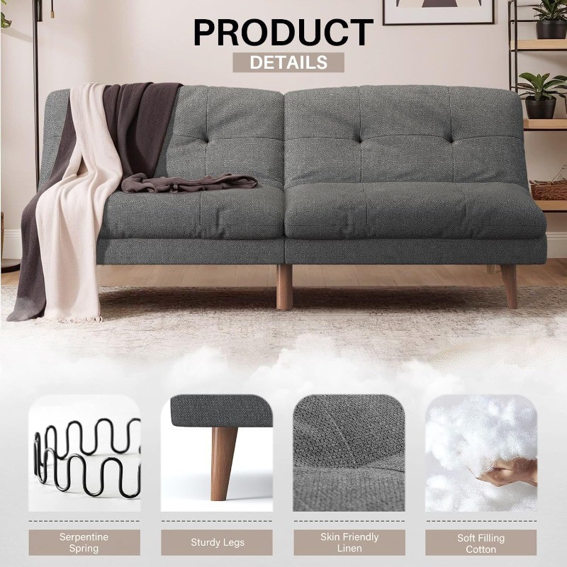 Couch Modern Futon Convertible Sleeper Sofa Bed with Adjustable Backrest