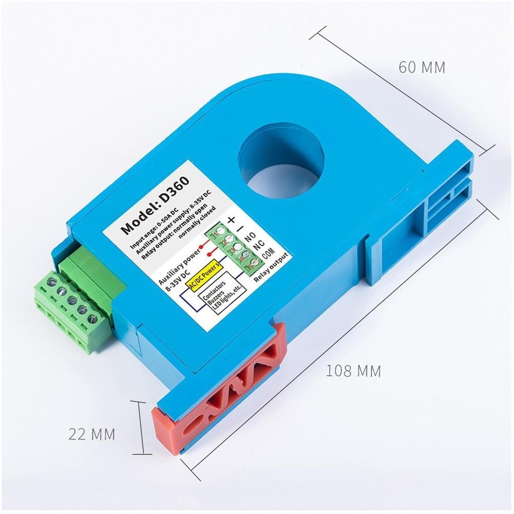 DIN Mountable DC Current Sensing Switch for 0 50A 0 100A Detection Range