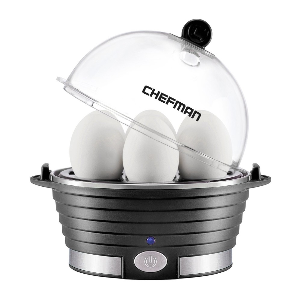 Chefman Egg-Maker Rapid Poacher Steamer Makes 6 Eggs Hard Medium Soft Black