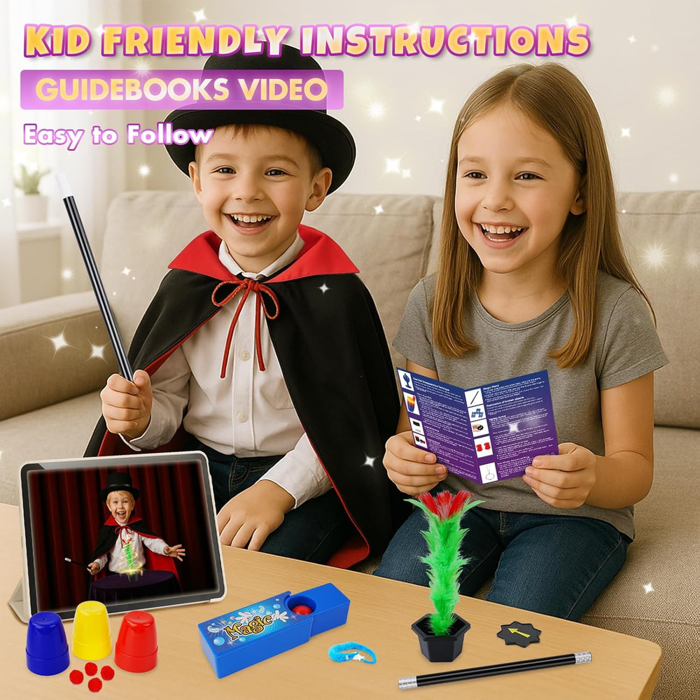 Magic Kit, Magic Tricks for Kids, Magic Set Includes Magic Wand Magician Costume