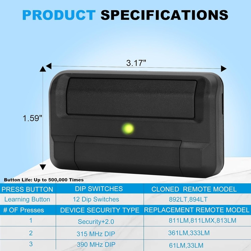 Liftmaster 811LM Gate Remote | 4-Pack | Dual DIP Security+ | 3-