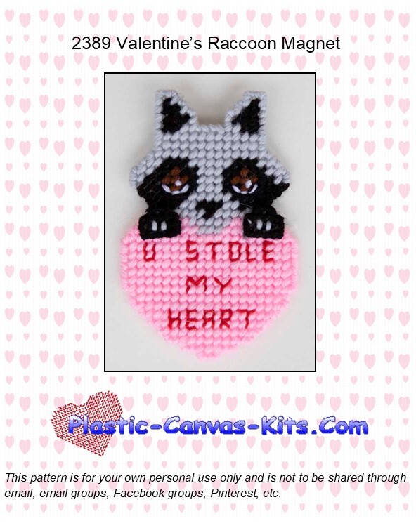 Valentine's Day Raccoon Magnet-Plastic Canvas Pattern/Kit
