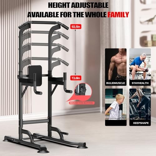 Adjustable Power Tower for Home Gym - Multifunctional Pull-Up & Dip Station