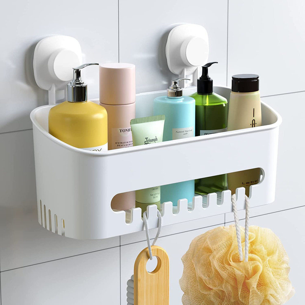 Suction Cup Shower Caddy - No Drilling Removable Shower Caddy - Powerful Suction