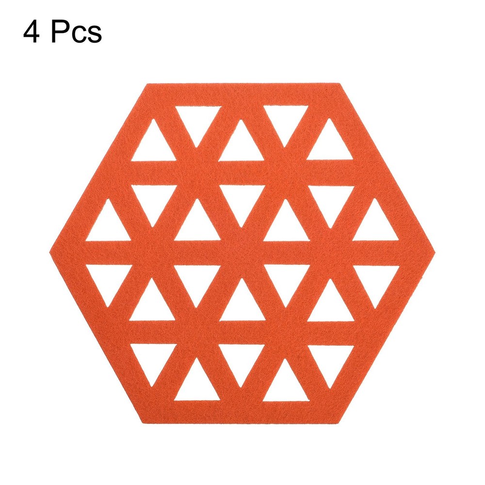 Felt Coasters 4pcs Hexagonal Tampons Coasters Orange