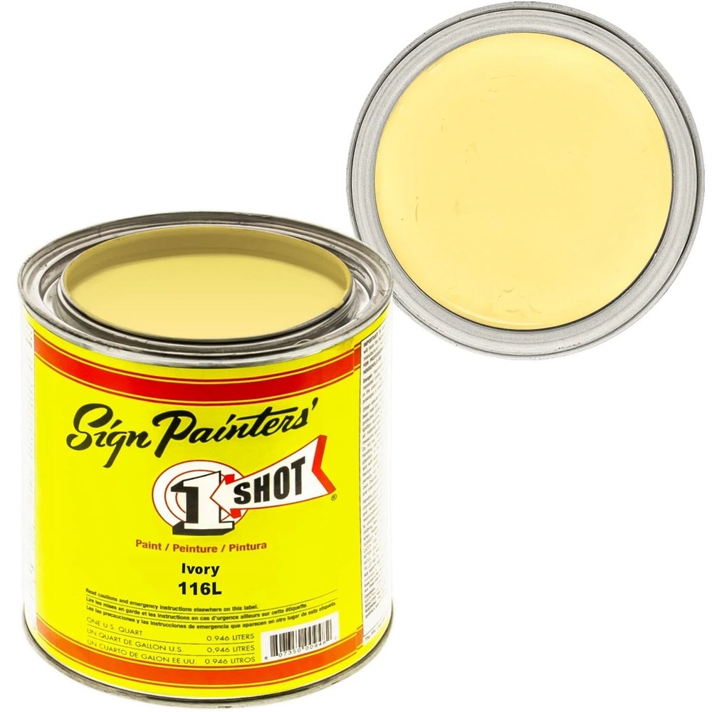 1 Shot Lettering Enamel Ivory 116L – 4oz Pinstriping Paint