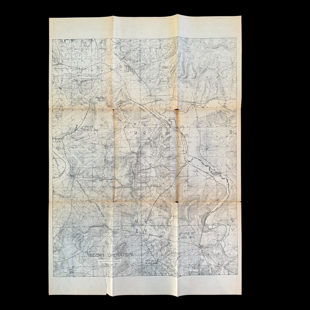 RARE! World War I Sedan Operation Western Front AEF Operations Map