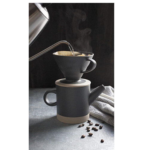 Danica Heirloom Stoneware Coffee Pour Over Set in matte Black