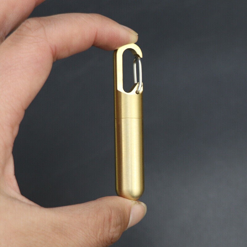 Solid Brass Keychain Waterproof Box Portable Integrated Medicine Pill EDC Box
