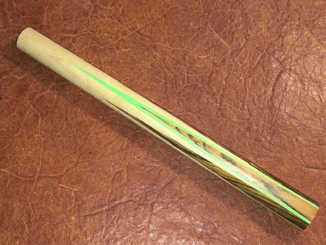 Prather 6 Point Prong Pool Cue Front. Bocote into Maple.