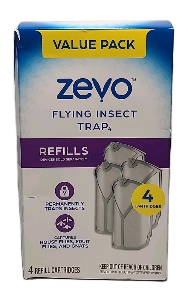 4 - Pack REFILL • Zevo FLY TRAP Refills – Odorless & Mess-Free CARTRIDGES