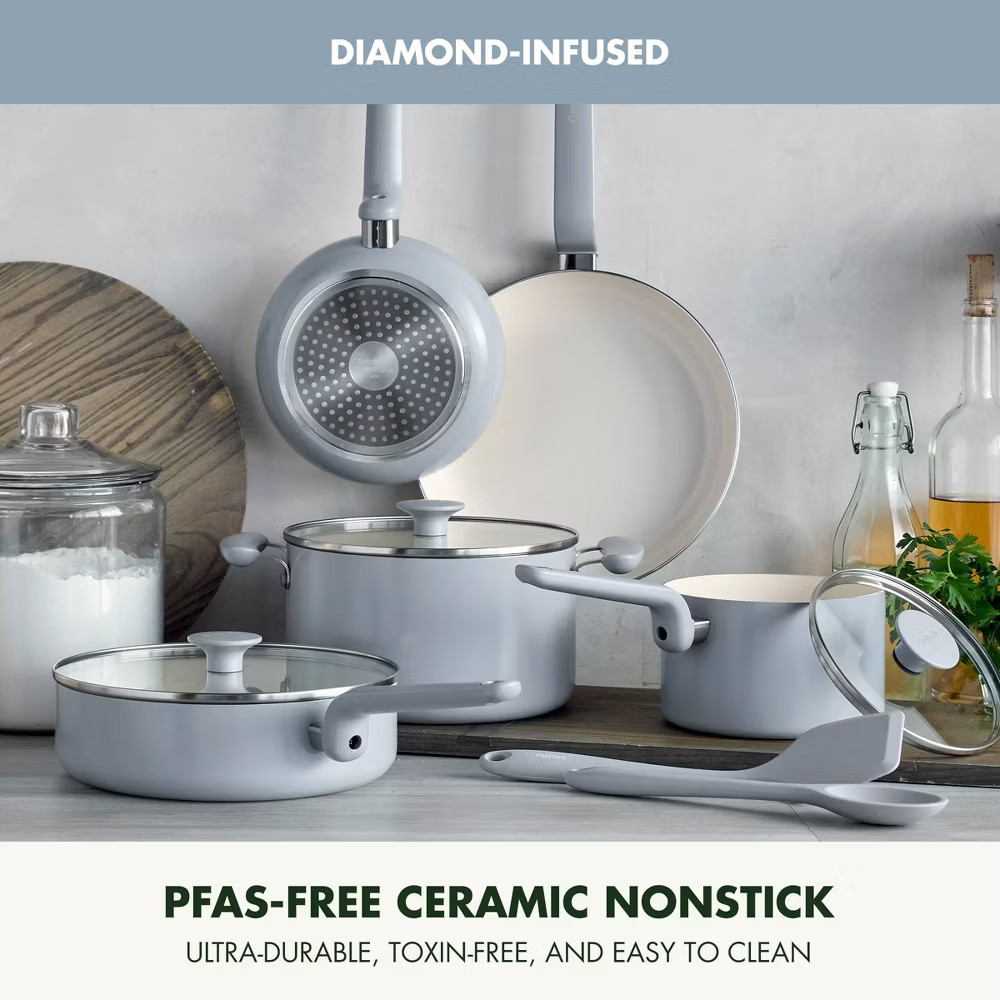 GreenPan Rio Advanced 10pc Ceramic Nonstick Cookware Set Stardew Blue