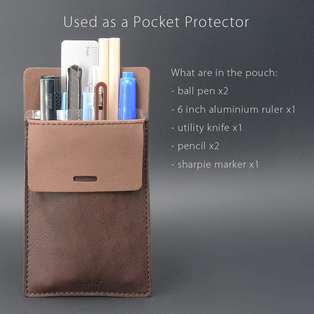 Leather Pocket Protector Pen Pouch Holder 2 Pack Shirt Jacket Tool Organizer