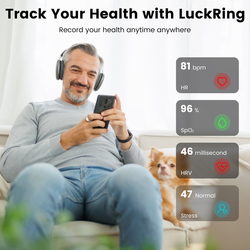 Smart Ring Fitness and Sleep Tracker w/ Charging Case for iOS & Android