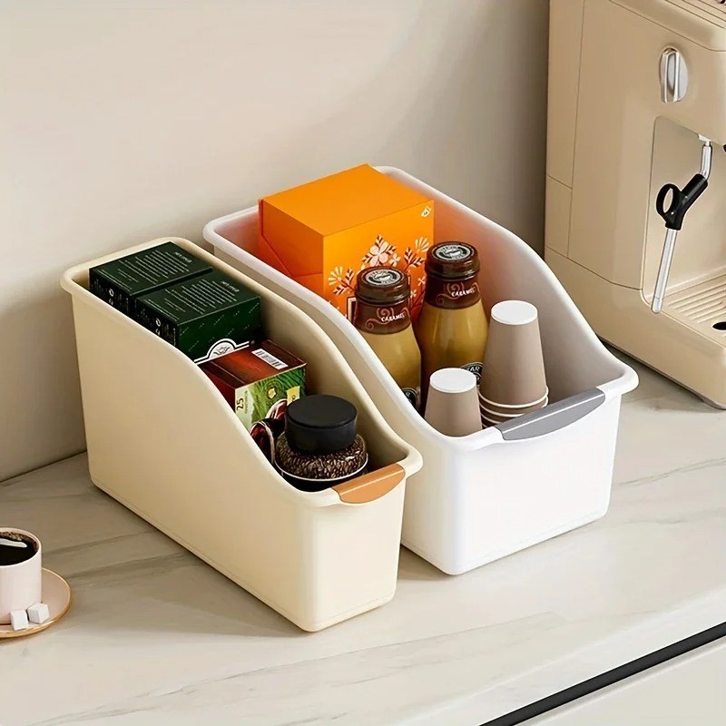 Curved Plastic Storage Bins Set Multipurpose Home Organizer Boxes