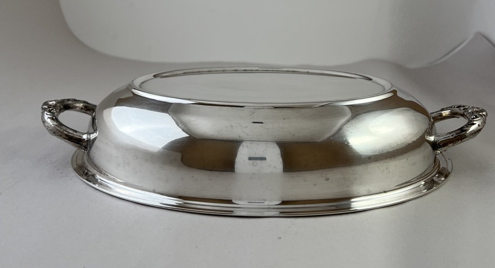 Silver Plated Oval Serving Dish With Handles 9"X7" Unmarked READ