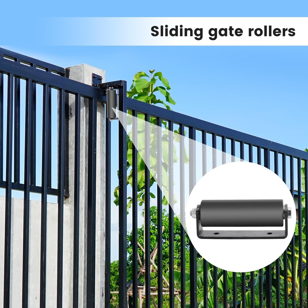 6" Gate Roller Guide,Sliding Hardware with C-Sliding 6inch, Black