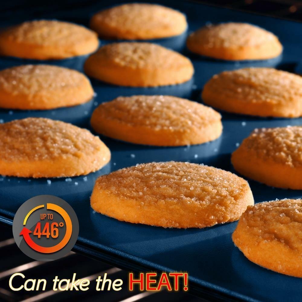 NutriChef 3 Pcs. Kitchen Oven Baking Pans - Deluxe Nonstick Blue Coating Inside