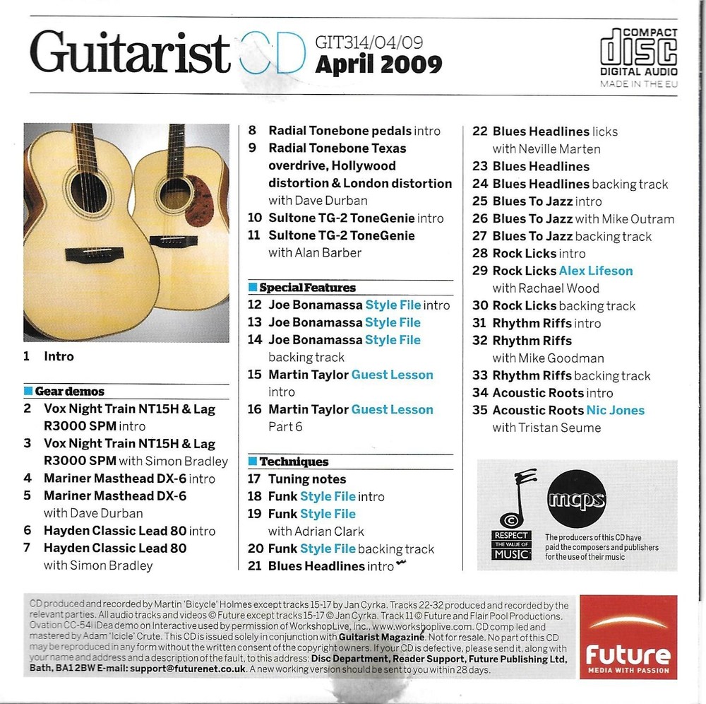 Guitarist Issue 314 April 2009 Guitar DVD/CD