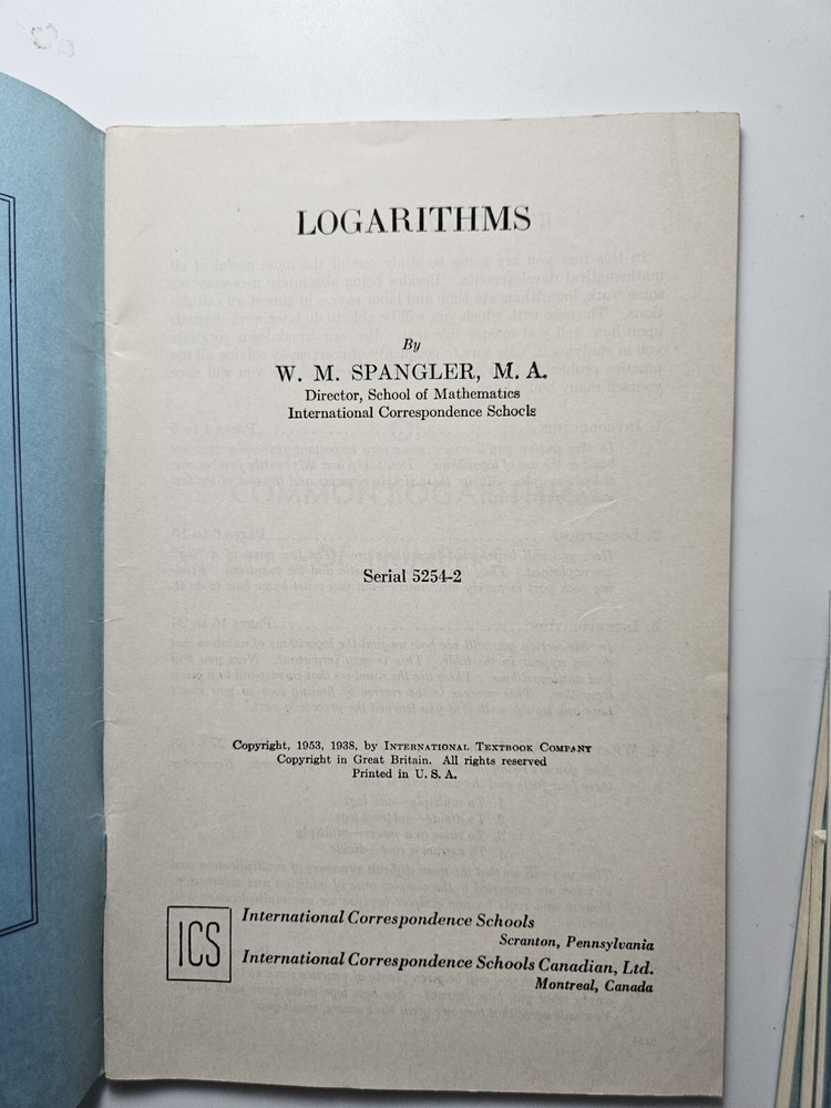 Logarithms By W.M. Spangler