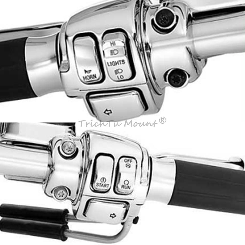 Handlebar Control Switch Housing Chrome Caps For Harley Softail Fat Boy FLSTF