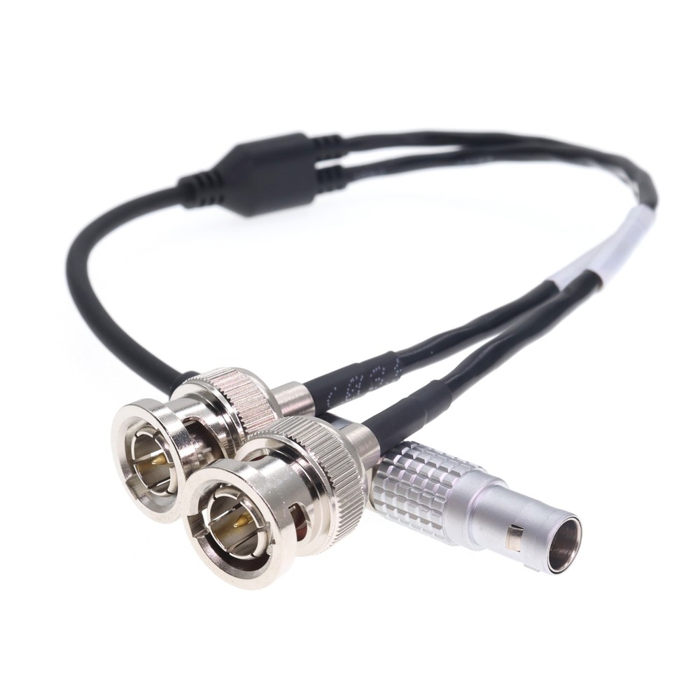 5 Pin Male Right Angle to Two BNC Timecode Input Output Cable for Sound Devices