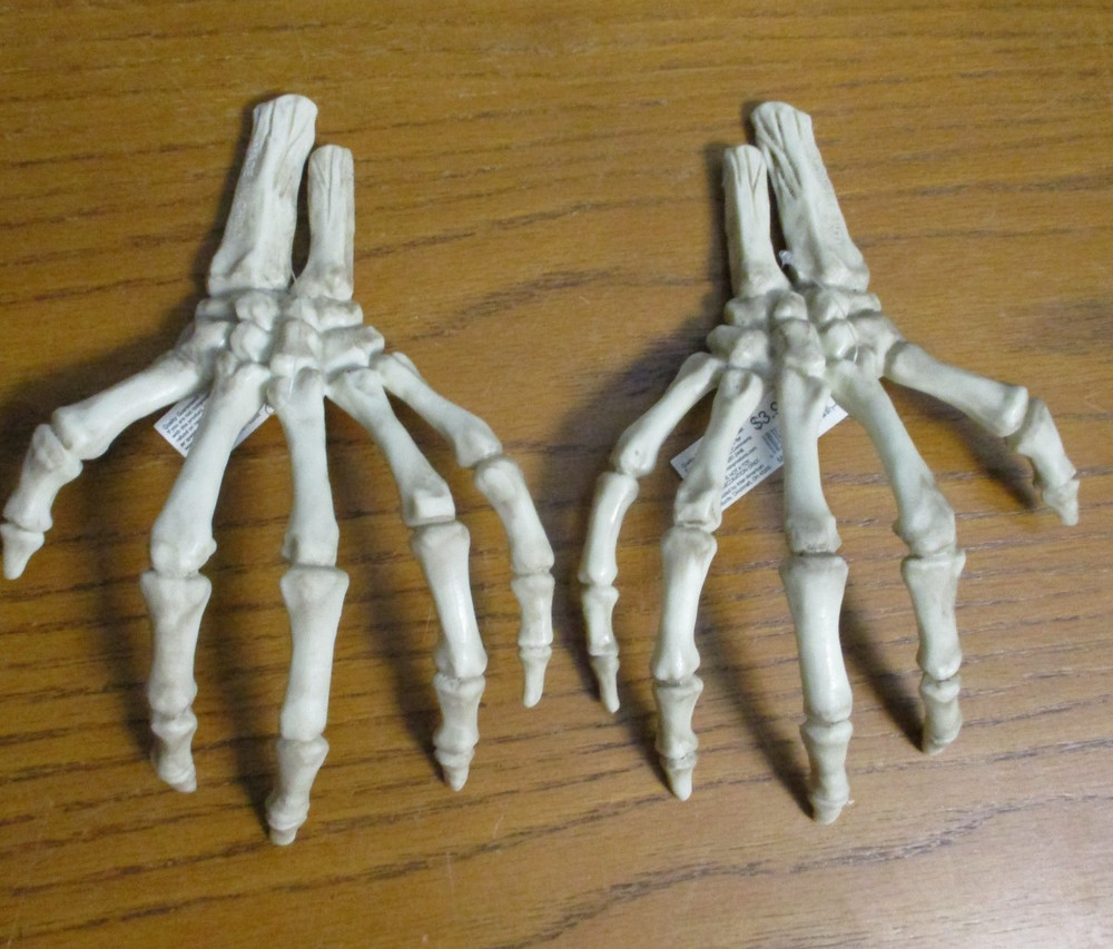 2 - Hand Skeleton Halloween Prop Decor - 8.25" long