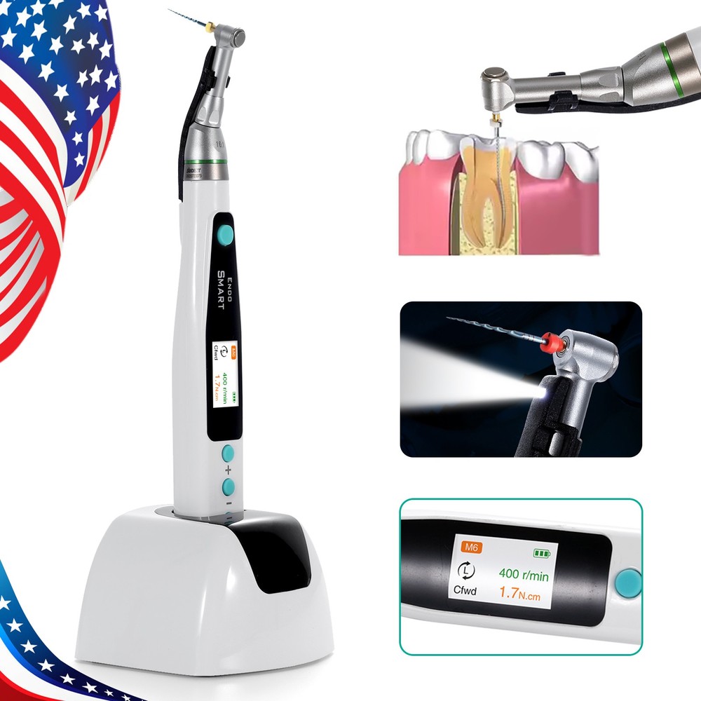 SANDENT Dental Cordless LED Endo Motor 16:1 Contra Angle 9Programs Reciprocating