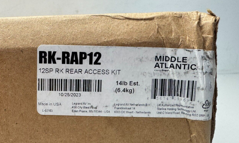 Middle Atlantic RK-RAP12 12SP Rear Access Rack Panel for RK Series Racks